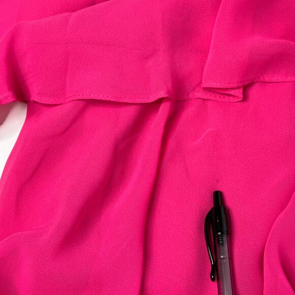 NWD MSK Barbie Pink Keyhole Neck Tiered Chiffon Gown Sleeveless Womens Medium M - Picture 14 of 16